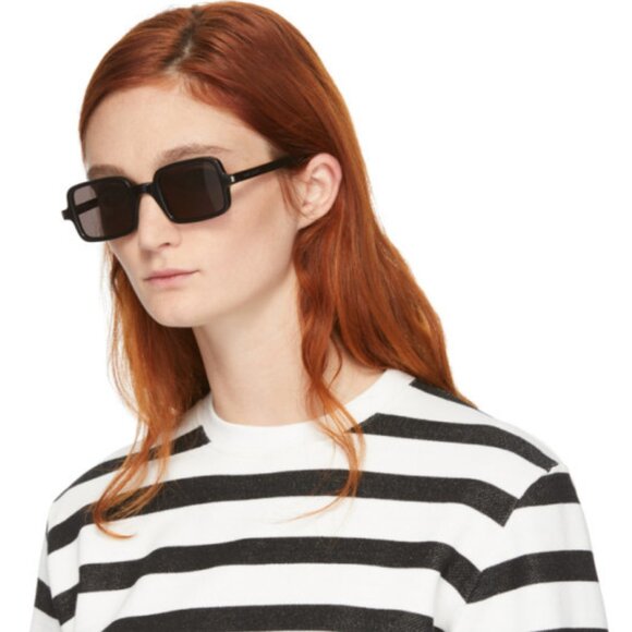 Saint Laurent SL332 001 Sunglasses Black Rectangle Frame, Black Lenses - Picture 3 of 11